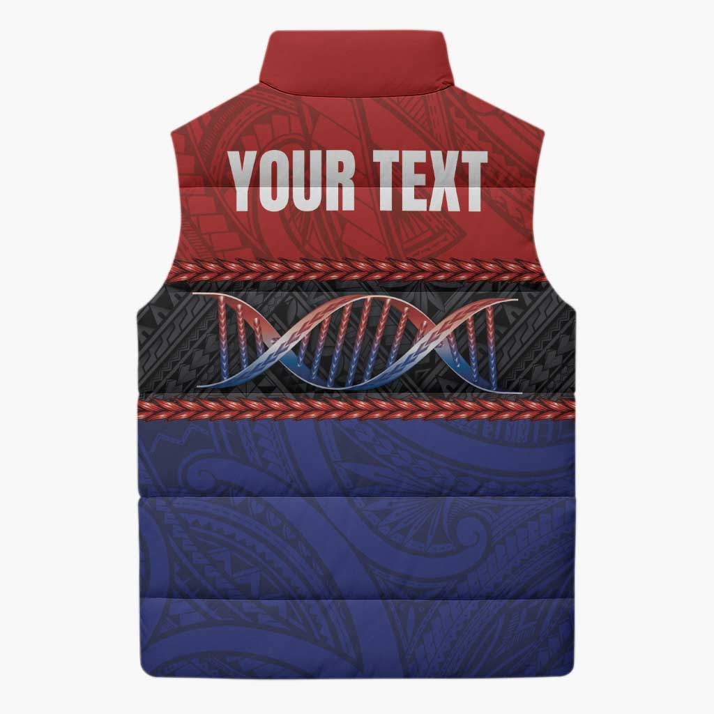 Personalised Samoan DNA-Proud of Samoa Sleeveless Puffer Jacket Polynesian Patterns - Wonder Print Shop