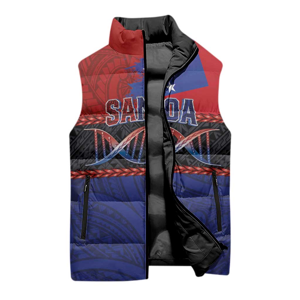 Personalised Samoan DNA-Proud of Samoa Sleeveless Puffer Jacket Polynesian Patterns - Wonder Print Shop