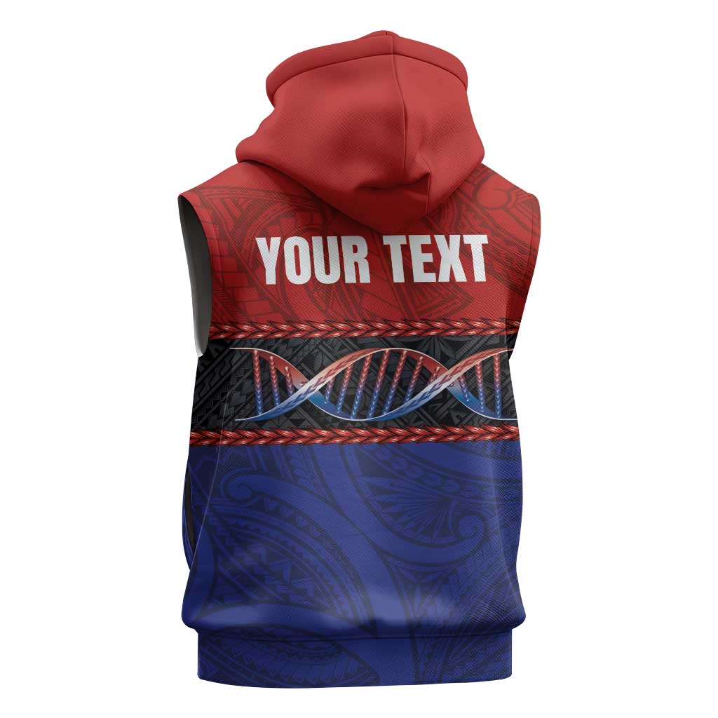 Personalised Samoan DNA-Proud of Samoa Sleeveless Zip Hoodie Polynesian Patterns - Wonder Print Shop