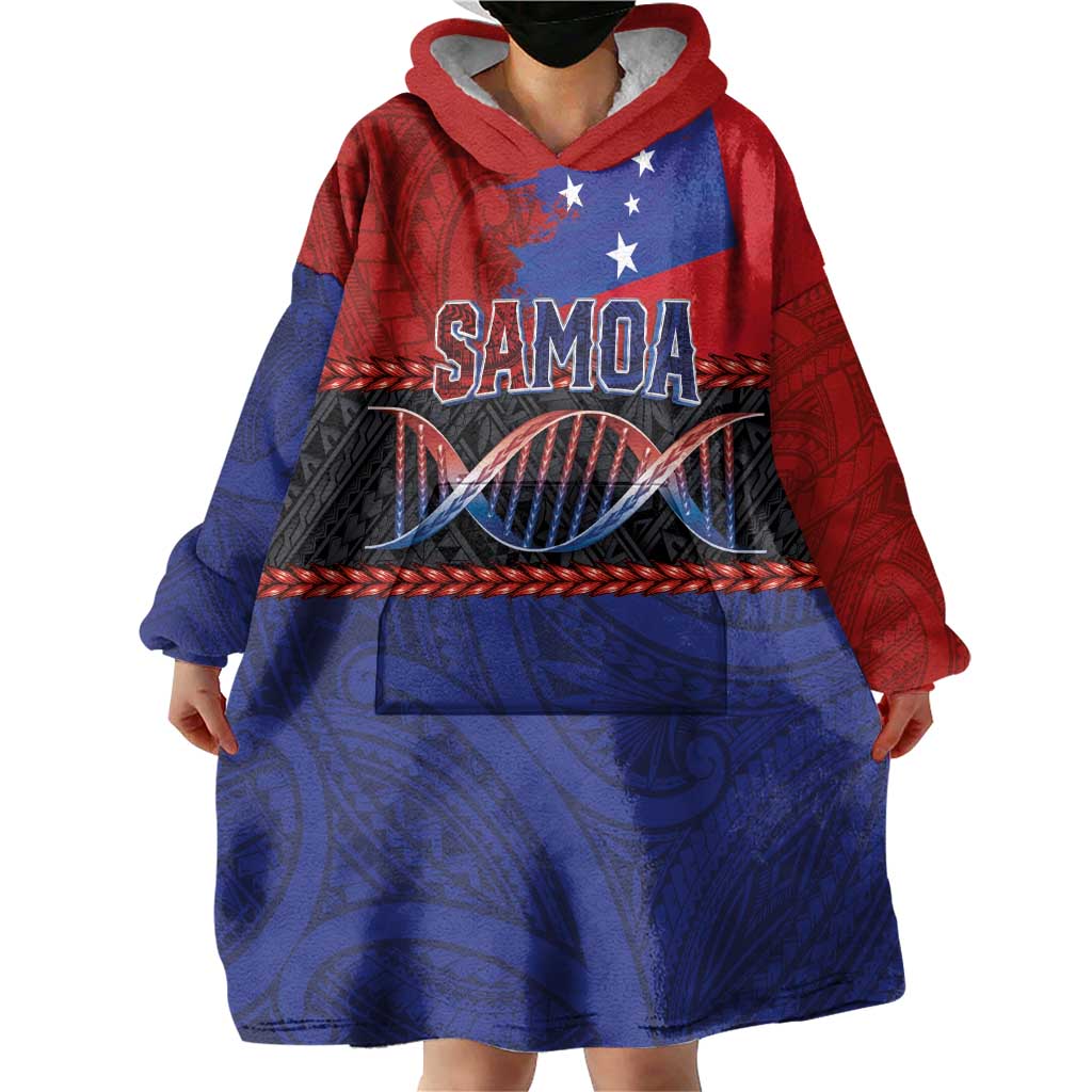 Personalised Samoan DNA-Proud of Samoa Wearable Blanket Hoodie Polynesian Patterns - Wonder Print Shop