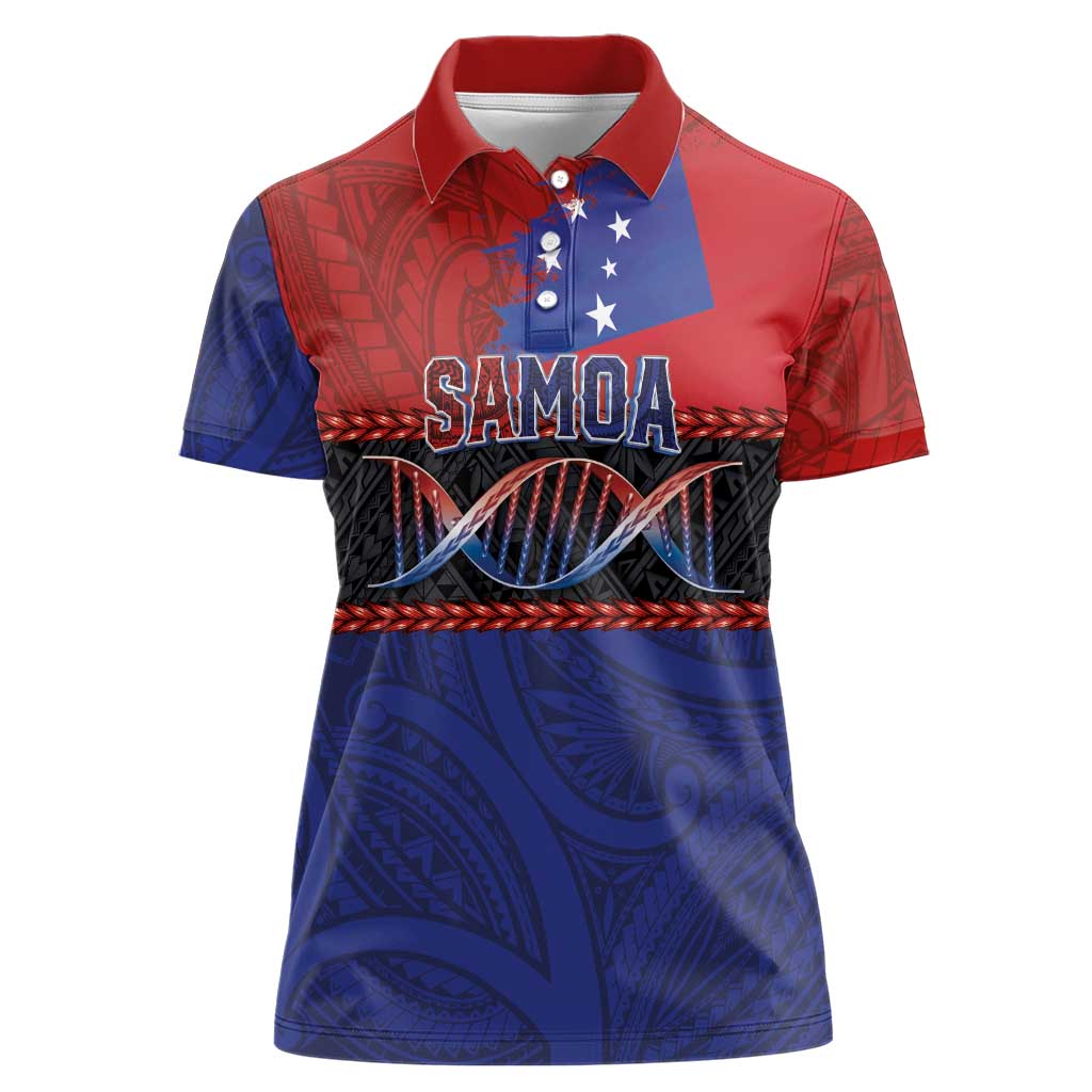 Personalised Samoan DNA-Proud of Samoa Women Polo Shirt Polynesian Patterns - Wonder Print Shop