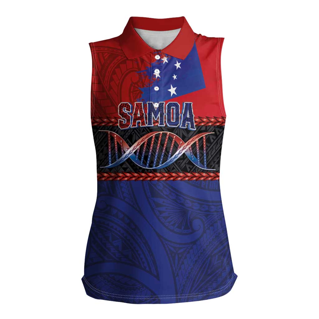 Personalised Samoan DNA-Proud of Samoa Women Sleeveless Polo Shirt Polynesian Patterns - Wonder Print Shop