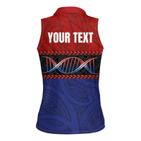 Personalised Samoan DNA-Proud of Samoa Women Sleeveless Polo Shirt Polynesian Patterns - Wonder Print Shop