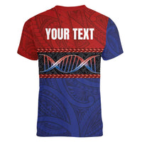 Personalised Samoan DNA-Proud of Samoa Women V-Neck T-Shirt Polynesian Patterns - Wonder Print Shop