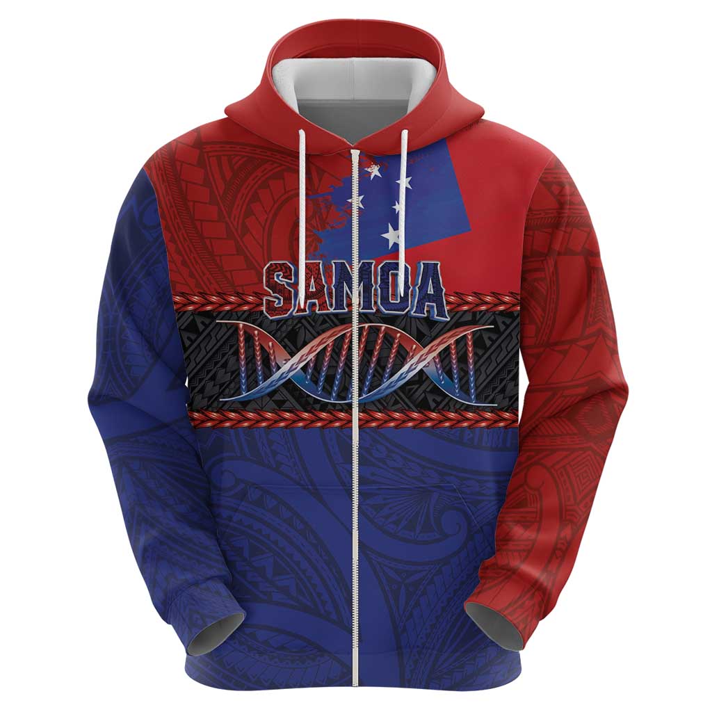 Personalised Samoan DNA-Proud of Samoa Zip Hoodie Polynesian Patterns - Wonder Print Shop