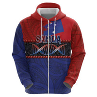 Personalised Samoan DNA-Proud of Samoa Zip Hoodie Polynesian Patterns - Wonder Print Shop
