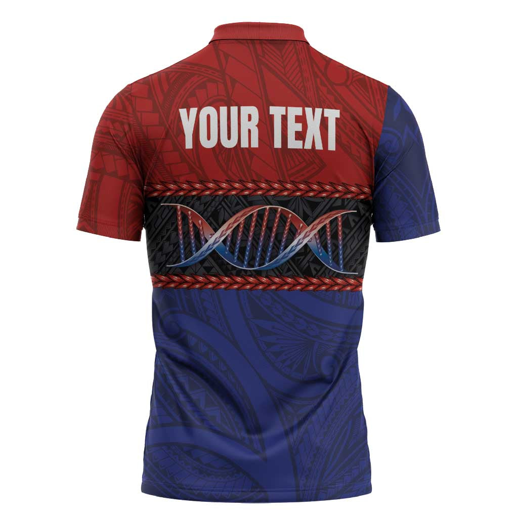 Personalised Samoan DNA-Proud of Samoa Zipper Polo Shirt Polynesian Patterns - Wonder Print Shop