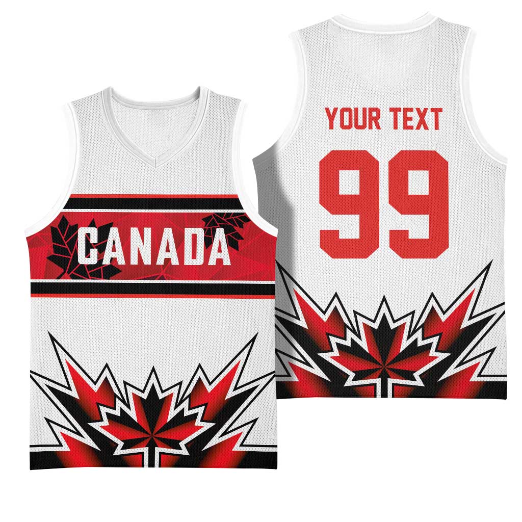 Canada Ice Hockey Custom Basketball Jersey Maple Leaves Sporty Geometric Style