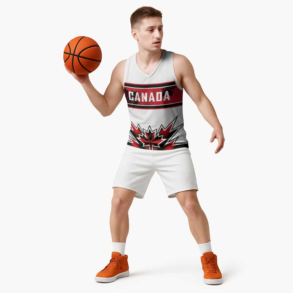 Canada Ice Hockey Custom Basketball Jersey Maple Leaves Sporty Geometric Style
