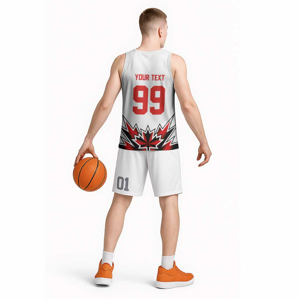 Canada Ice Hockey Custom Basketball Jersey Maple Leaves Sporty Geometric Style