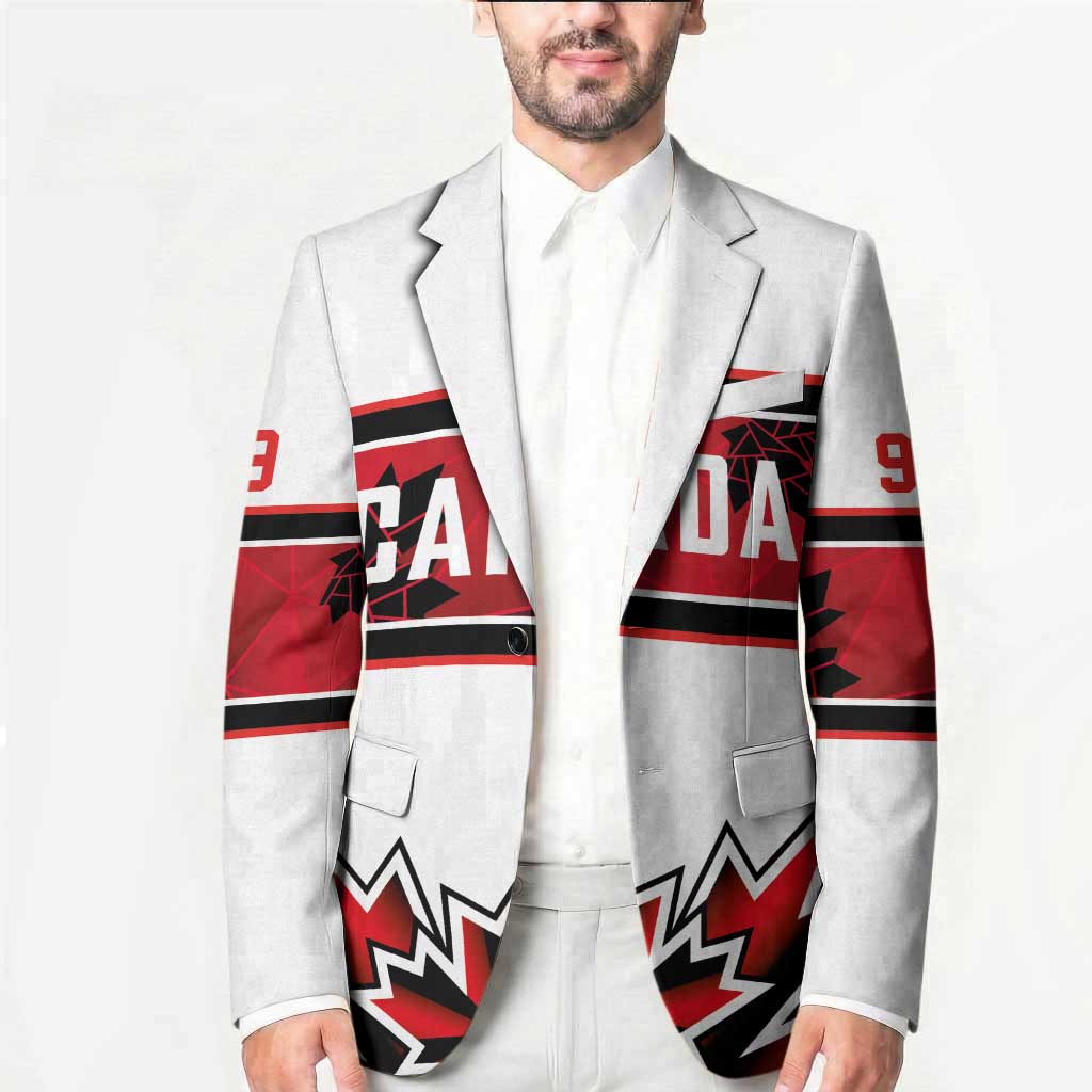 Canada Ice Hockey Custom Blazer Maple Leaves Sporty Geometric Style