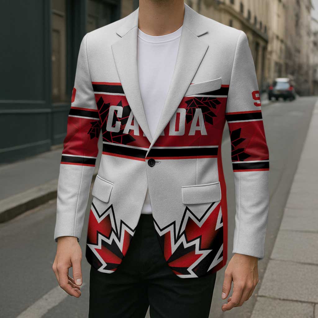 Canada Ice Hockey Custom Blazer Maple Leaves Sporty Geometric Style
