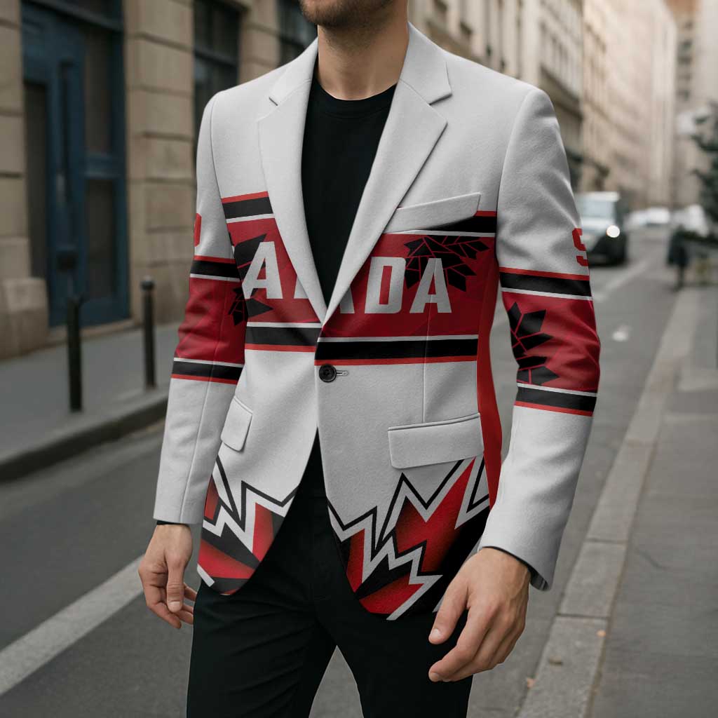 Canada Ice Hockey Custom Blazer Maple Leaves Sporty Geometric Style