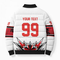 Canada Ice Hockey Custom Bomber Puffer Jacket Maple Leaves Sporty Geometric Style