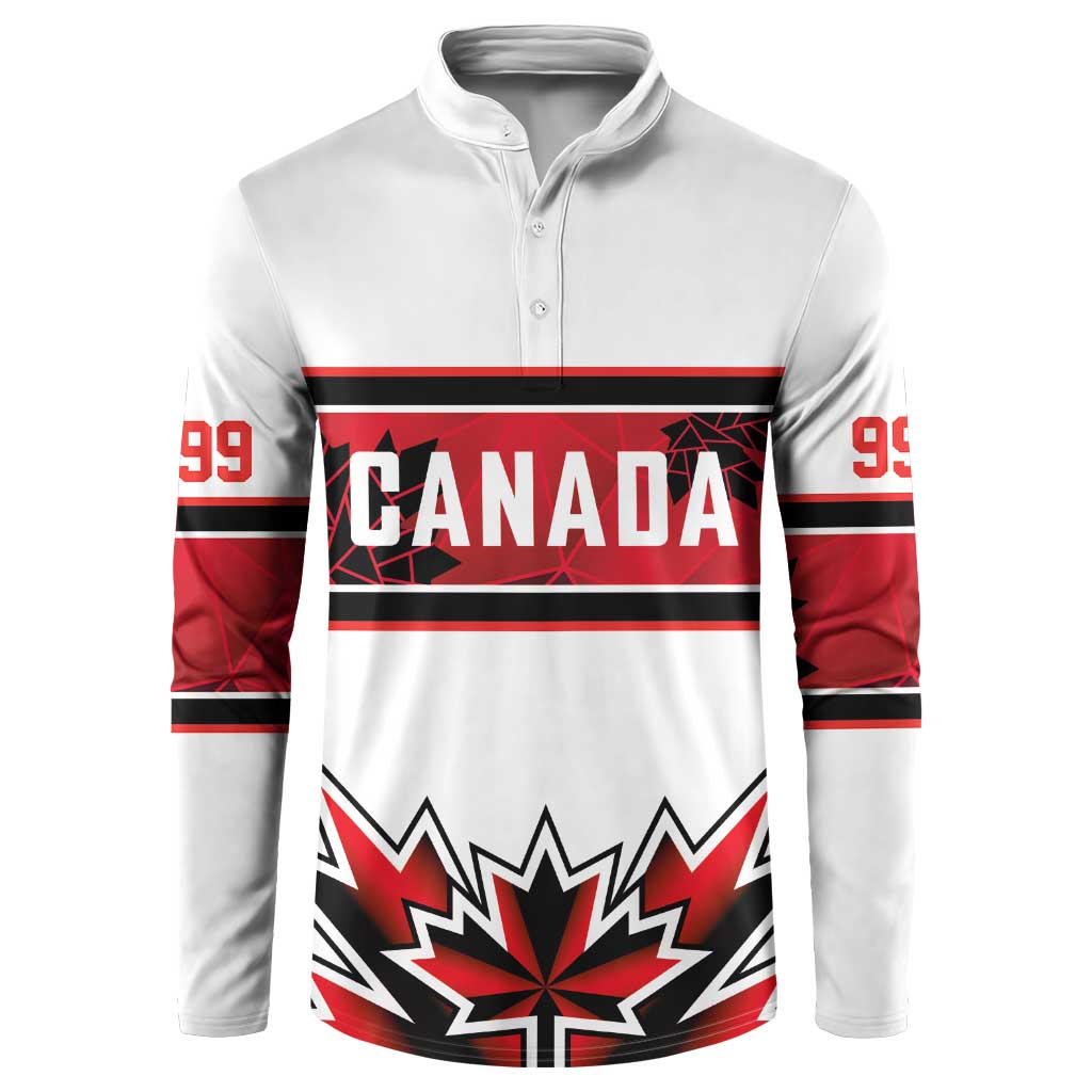 Canada Ice Hockey Custom Button Sweatshirt Maple Leaves Sporty Geometric Style