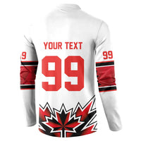 Canada Ice Hockey Custom Button Sweatshirt Maple Leaves Sporty Geometric Style