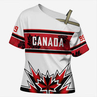 Canada Ice Hockey Custom Cross Shoulder Shirt Maple Leaves Sporty Geometric Style