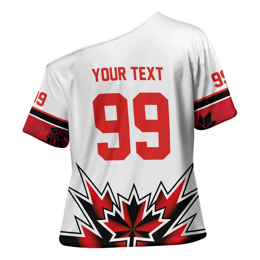 Canada Ice Hockey Custom Cross Shoulder Shirt Maple Leaves Sporty Geometric Style