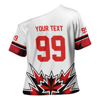 Canada Ice Hockey Custom Cross Shoulder Shirt Maple Leaves Sporty Geometric Style