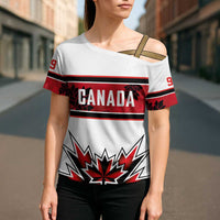 Canada Ice Hockey Custom Cross Shoulder Shirt Maple Leaves Sporty Geometric Style