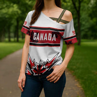 Canada Ice Hockey Custom Cross Shoulder Shirt Maple Leaves Sporty Geometric Style