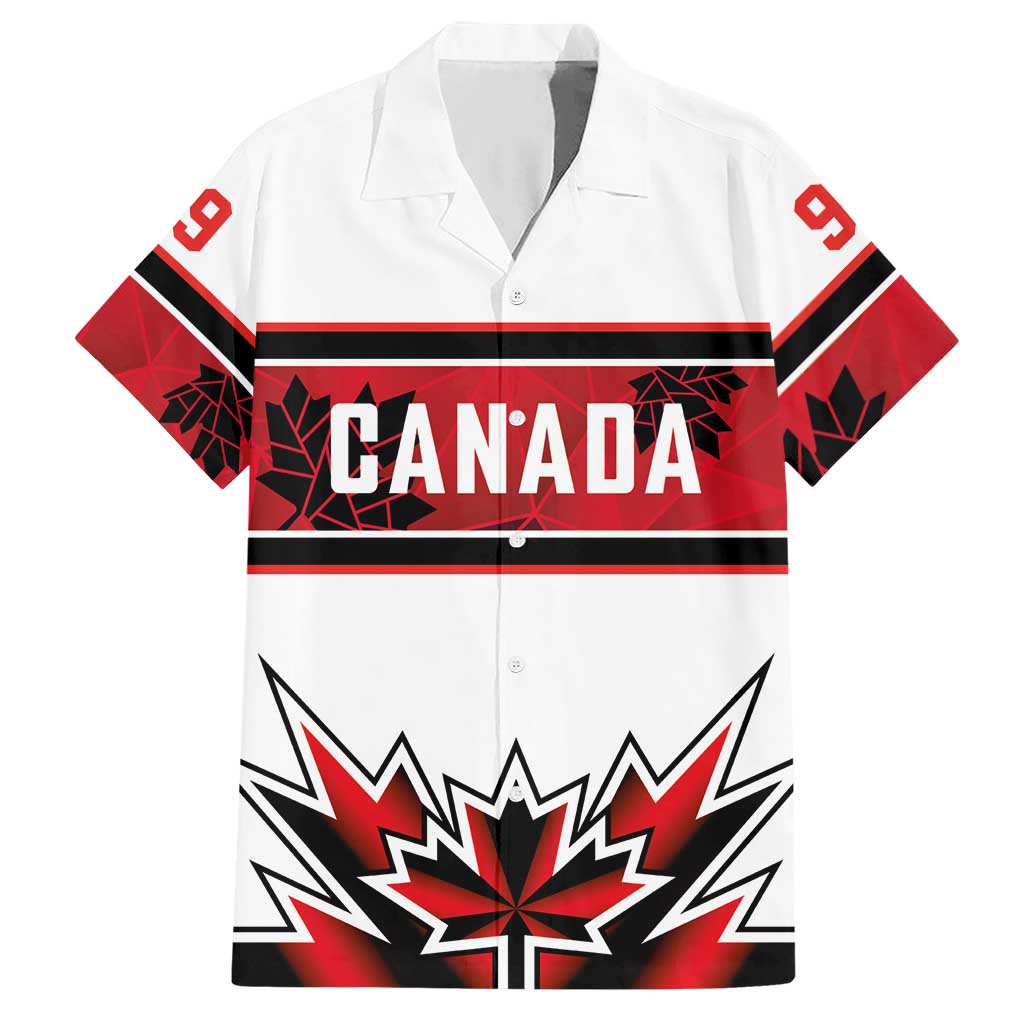 Canada Ice Hockey Custom Hawaiian Shirt Maple Leaves Sporty Geometric Style
