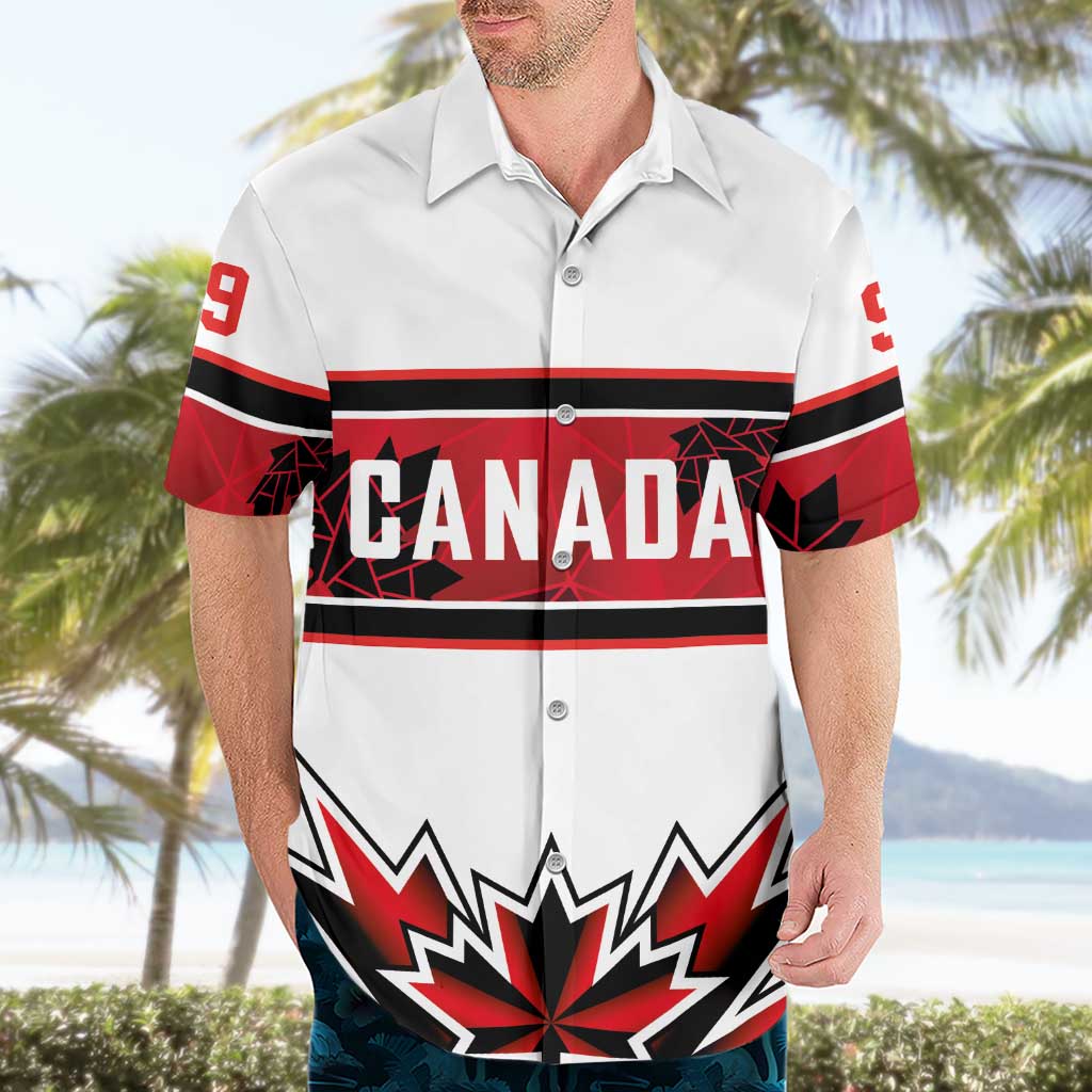 Canada Ice Hockey Custom Hawaiian Shirt Maple Leaves Sporty Geometric Style