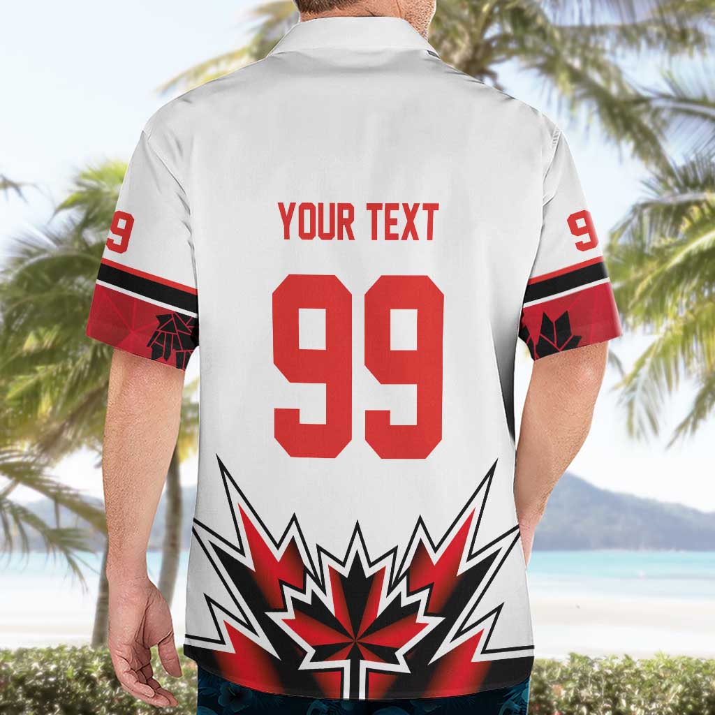 Canada Ice Hockey Custom Hawaiian Shirt Maple Leaves Sporty Geometric Style