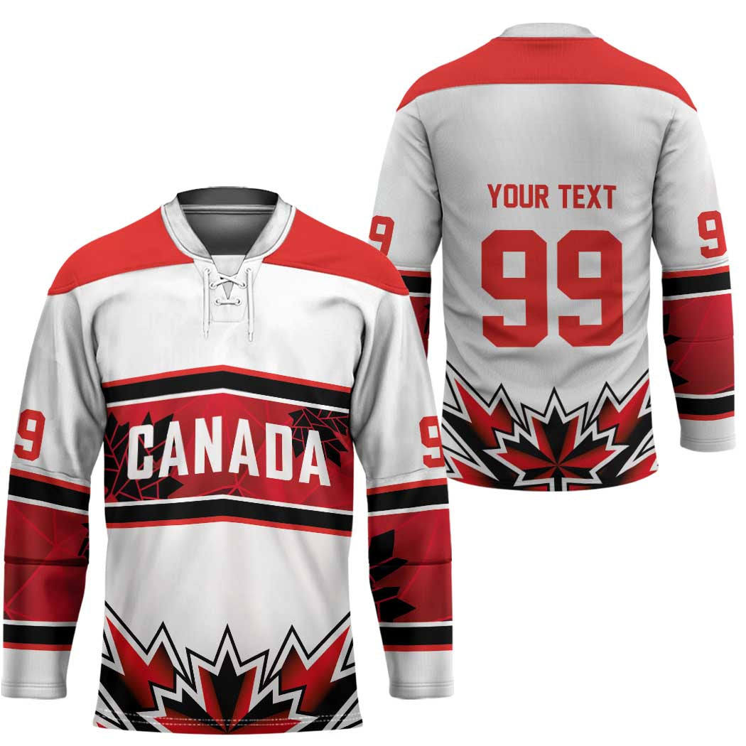 Canada Ice Hockey Custom Hockey Jersey Maple Leaves Sporty Geometric Style