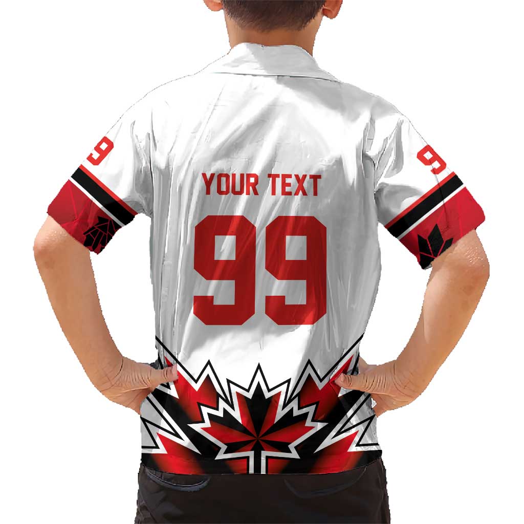 Canada Ice Hockey Custom Kid Hawaiian Shirt Maple Leaves Sporty Geometric Style