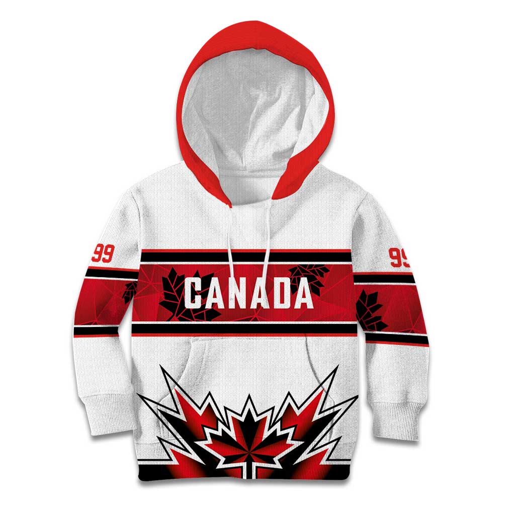 Canada Ice Hockey Custom Kid Hoodie Maple Leaves Sporty Geometric Style
