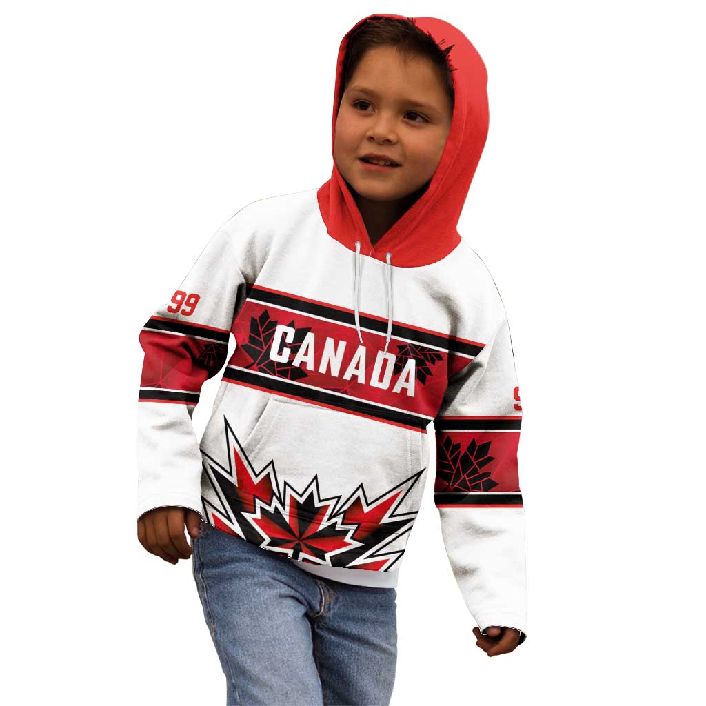 Canada Ice Hockey Custom Kid Hoodie Maple Leaves Sporty Geometric Style