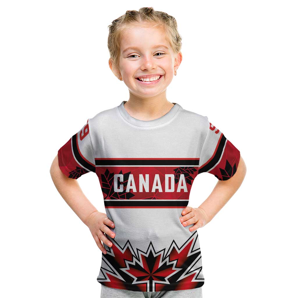Canada Ice Hockey Custom Kid T Shirt Maple Leaves Sporty Geometric Style