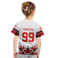 Canada Ice Hockey Custom Kid T Shirt Maple Leaves Sporty Geometric Style
