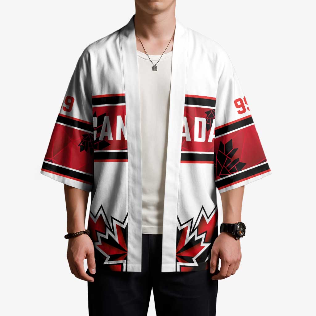 Canada Ice Hockey Custom Kimono Maple Leaves Sporty Geometric Style