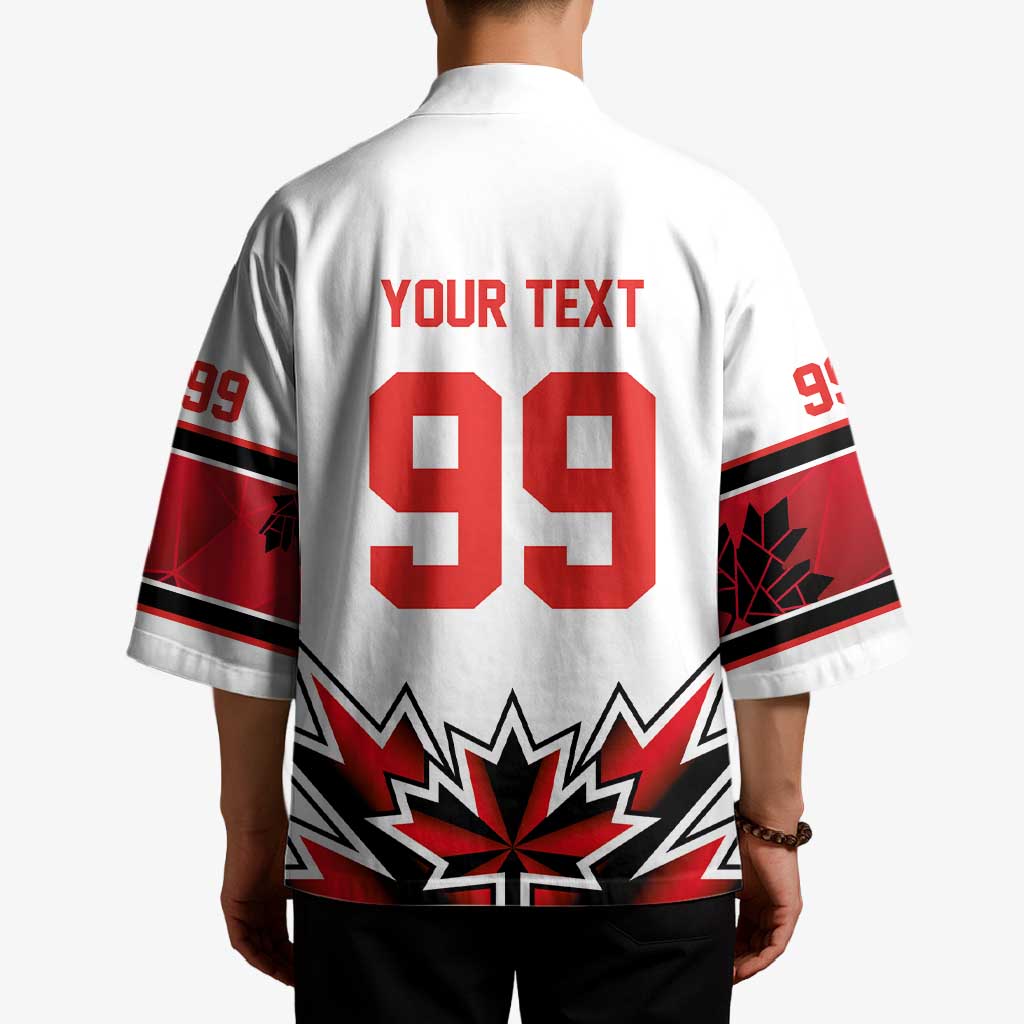 Canada Ice Hockey Custom Kimono Maple Leaves Sporty Geometric Style