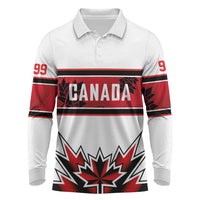 Canada Ice Hockey Custom Long Sleeve Polo Shirt Maple Leaves Sporty Geometric Style