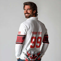 Canada Ice Hockey Custom Long Sleeve Polo Shirt Maple Leaves Sporty Geometric Style