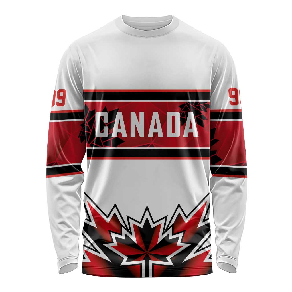 Canada Ice Hockey Custom Long Sleeve Shirt Maple Leaves Sporty Geometric Style