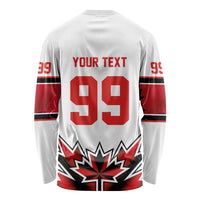 Canada Ice Hockey Custom Long Sleeve Shirt Maple Leaves Sporty Geometric Style