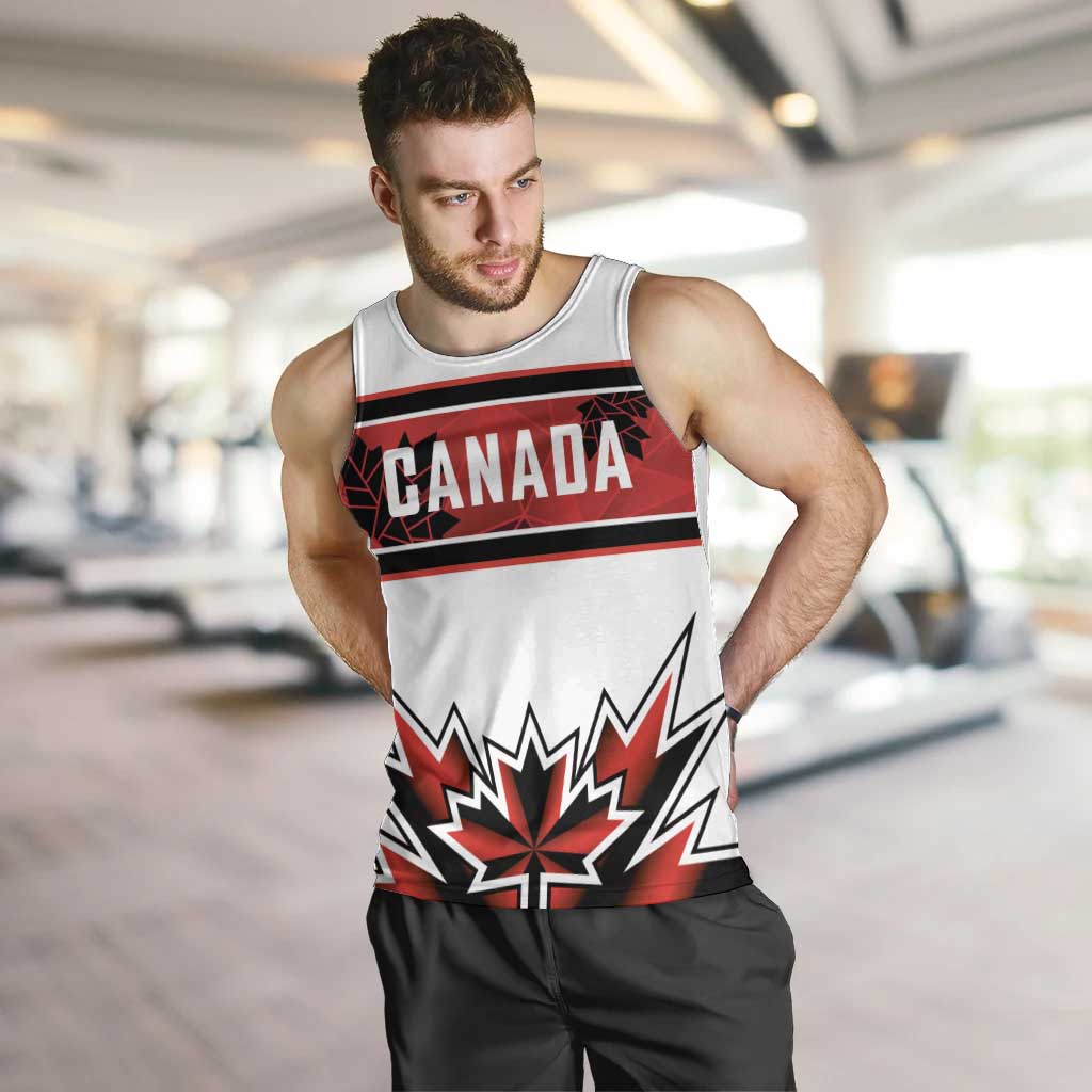 Canada Ice Hockey Custom Men Tank Top Maple Leaves Sporty Geometric Style