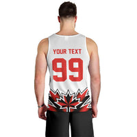 Canada Ice Hockey Custom Men Tank Top Maple Leaves Sporty Geometric Style