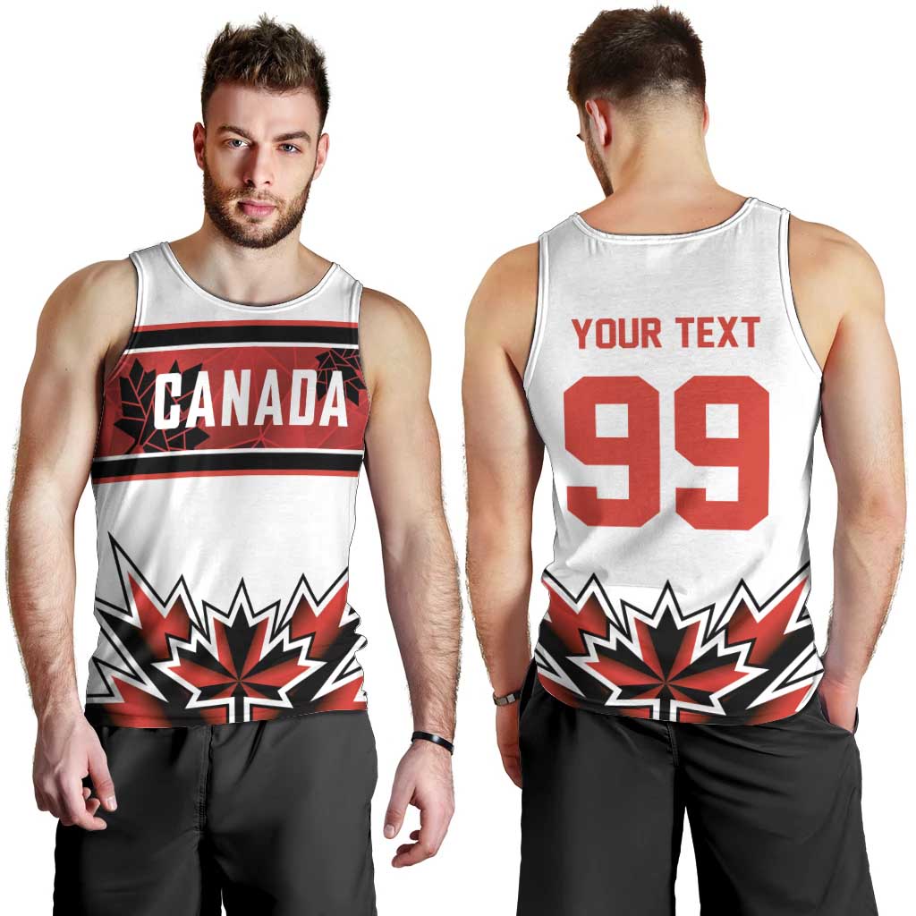 Canada Ice Hockey Custom Men Tank Top Maple Leaves Sporty Geometric Style