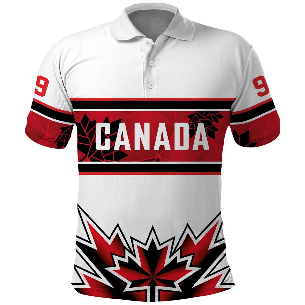 Canada Ice Hockey Custom Polo Shirt Maple Leaves Sporty Geometric Style