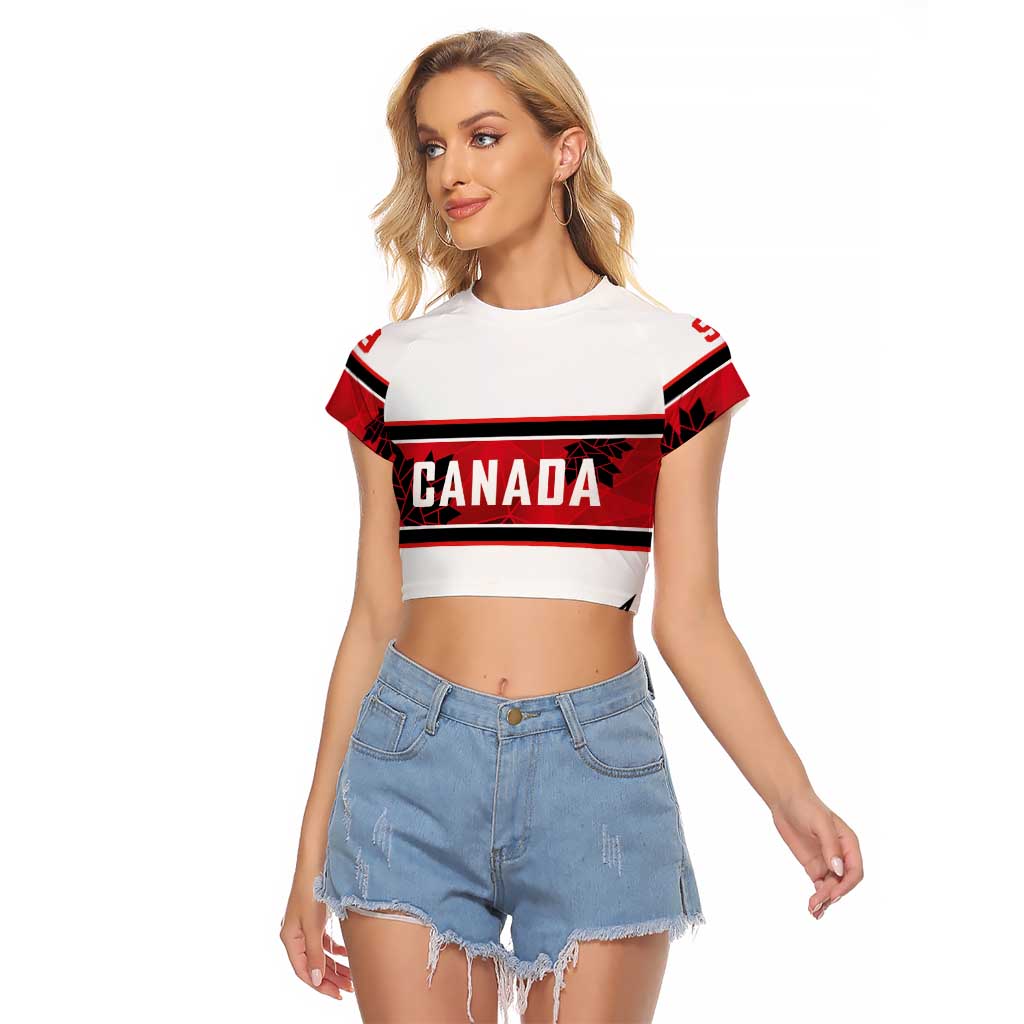 Canada Ice Hockey Custom Raglan Cropped T Shirt Maple Leaves Sporty Geometric Style