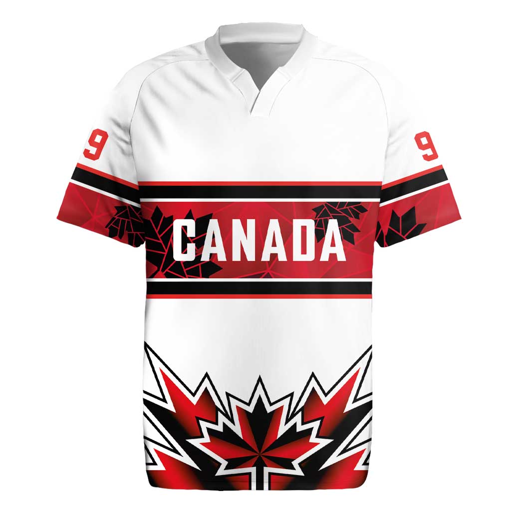 Canada Ice Hockey Custom Rugby Jersey Maple Leaves Sporty Geometric Style