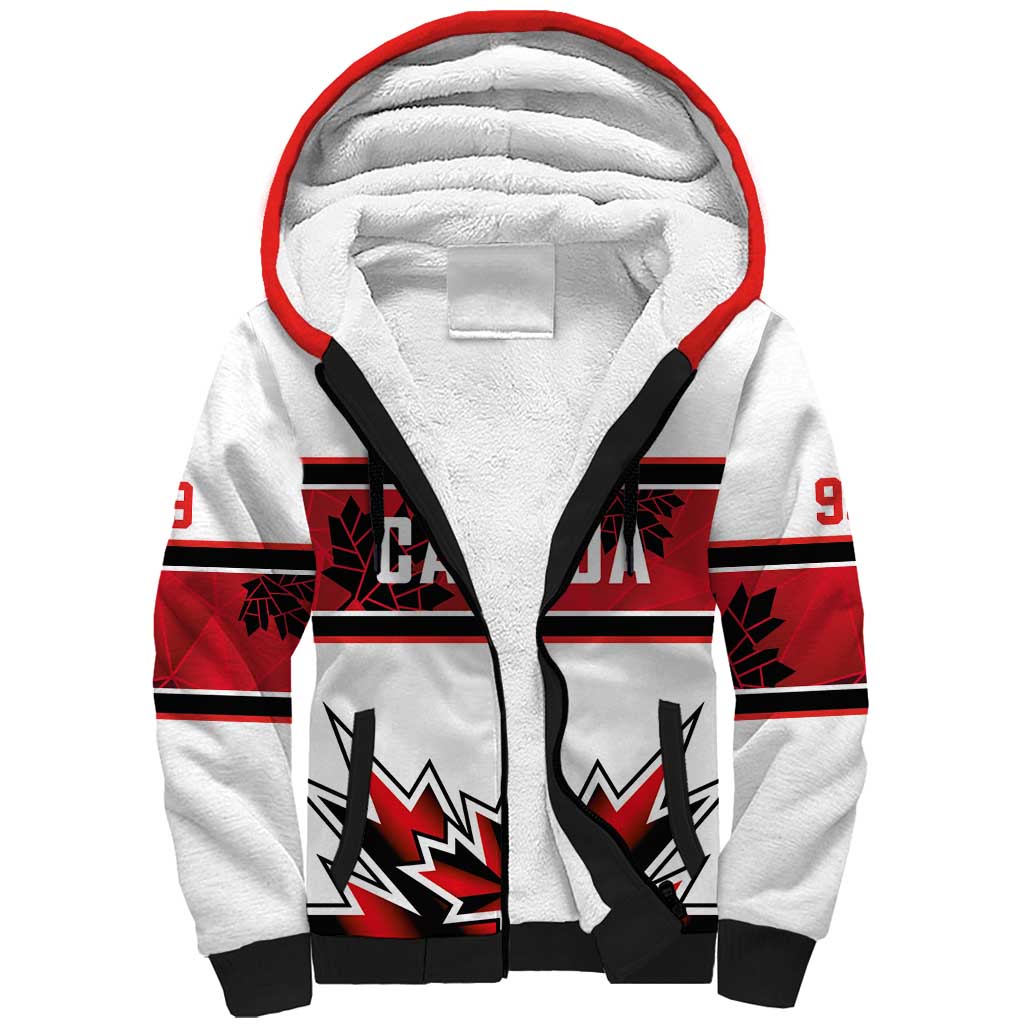 Canada Ice Hockey Custom Sherpa Hoodie Maple Leaves Sporty Geometric Style