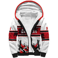 Canada Ice Hockey Custom Sherpa Hoodie Maple Leaves Sporty Geometric Style