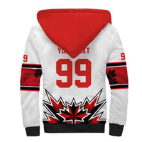 Canada Ice Hockey Custom Sherpa Hoodie Maple Leaves Sporty Geometric Style