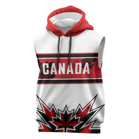Canada Ice Hockey Custom Sleeveless Hoodie Maple Leaves Sporty Geometric Style
